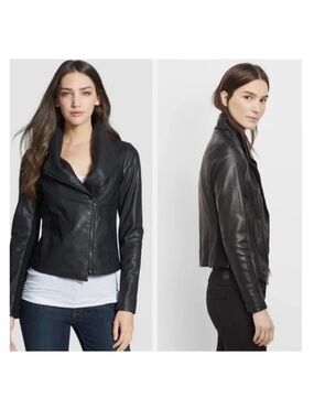 Vince Scuba Leather Jacket. XS Black